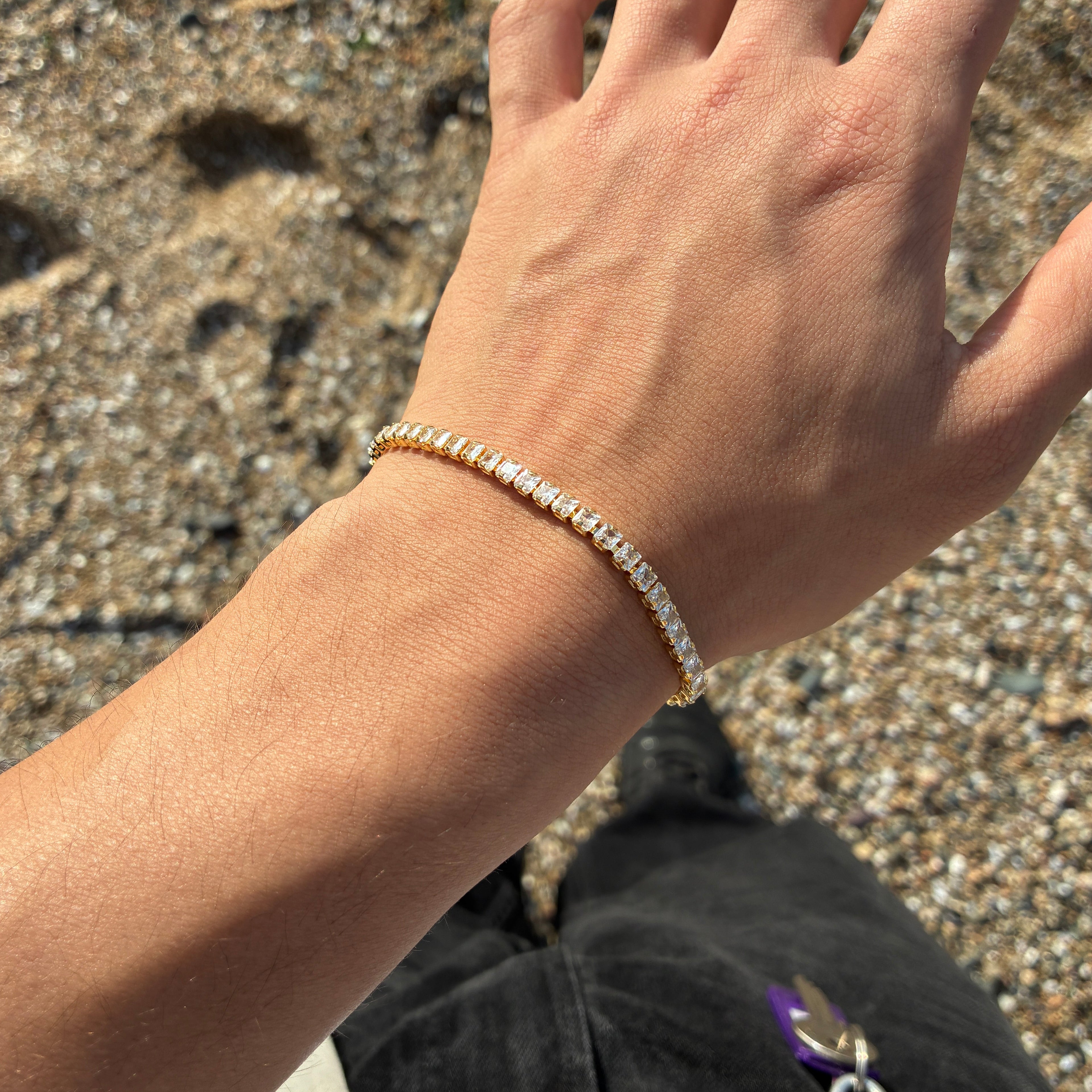 Pulsera Tennis Cuadrada Gold 4MM