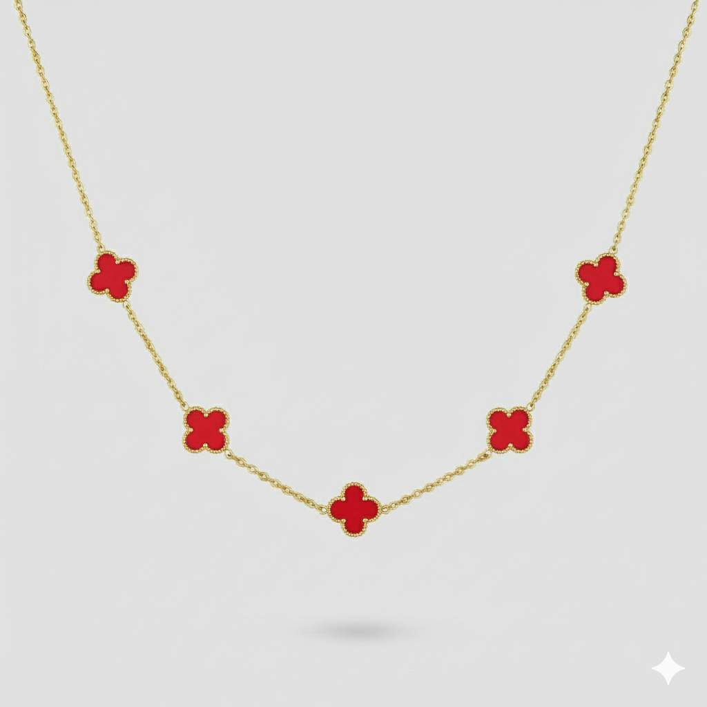 Collar Van Cleef Gold Rojo