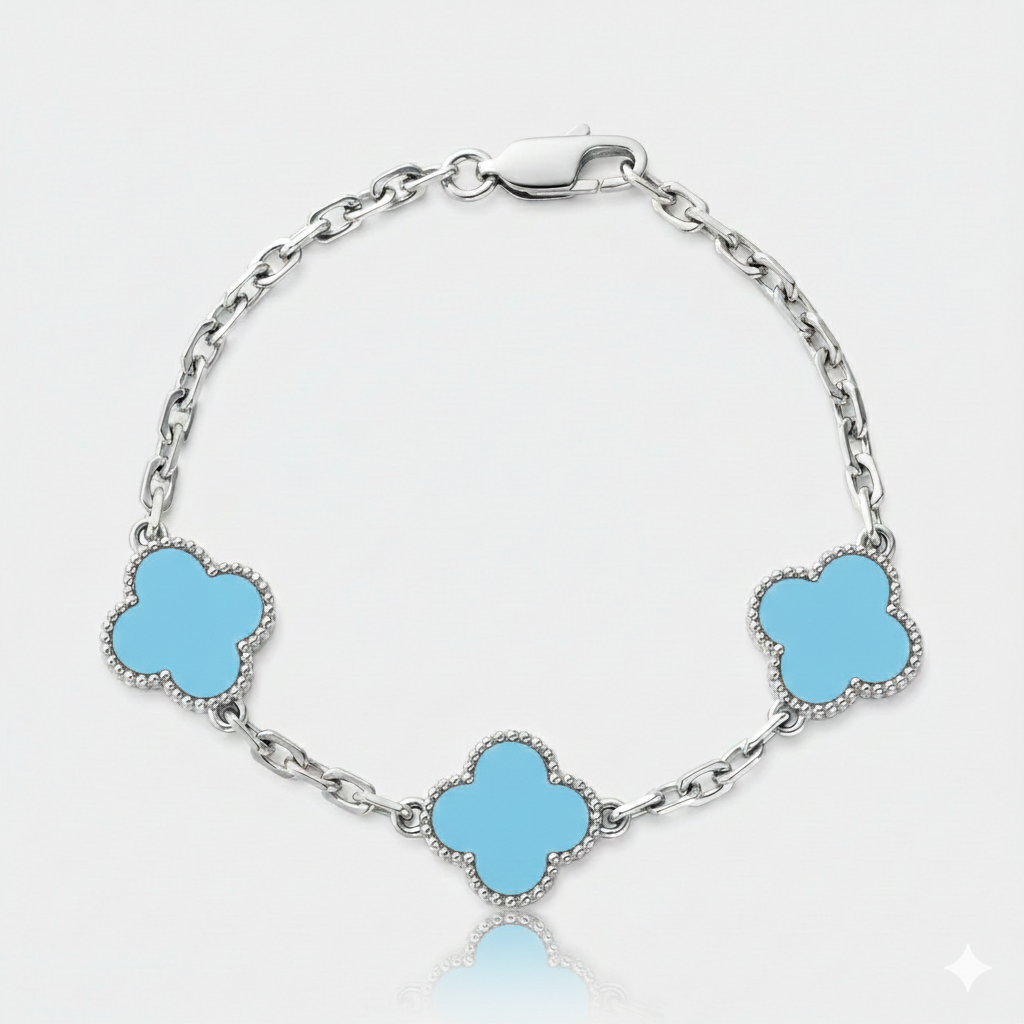 Pulsera Van Cleef Silver Azul Claro