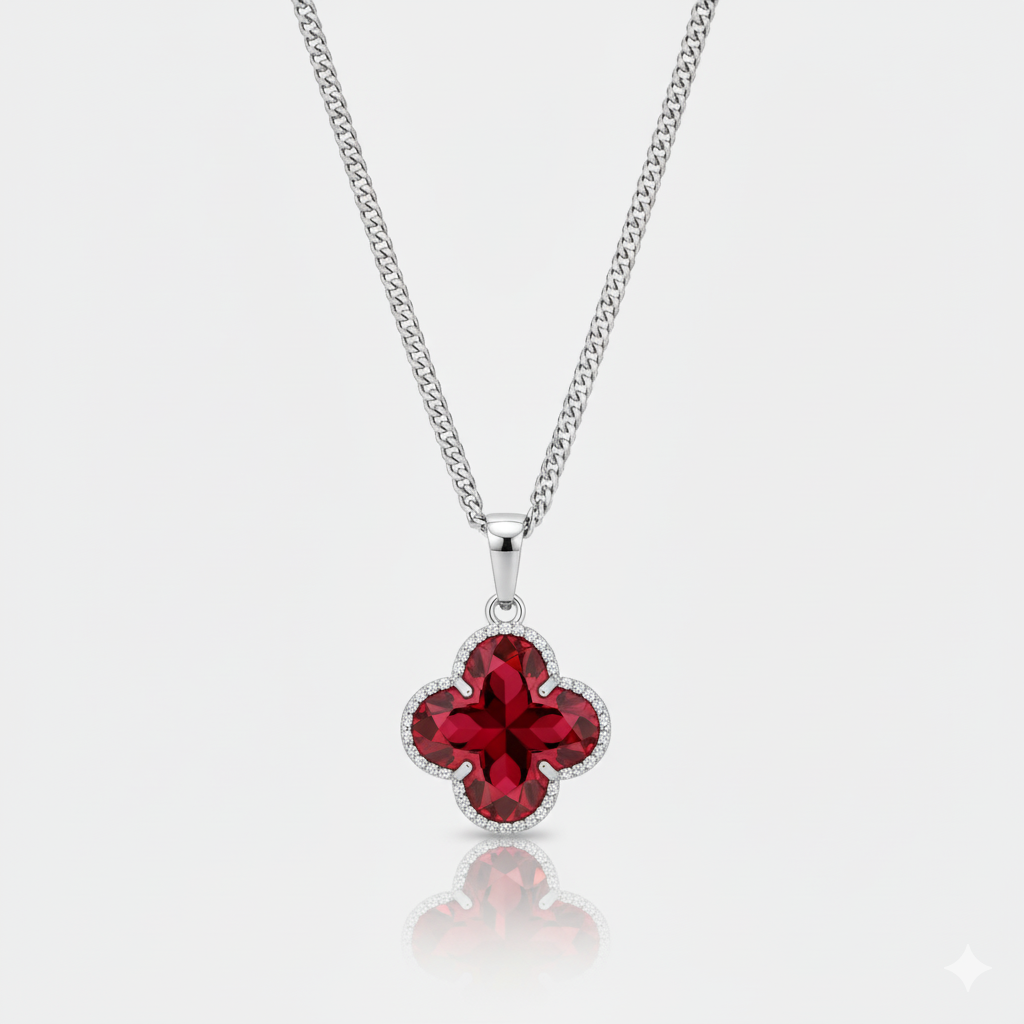 Lucky Clover Pendant - Rojo