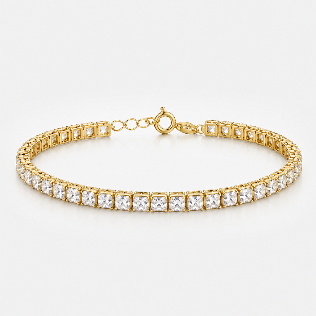 Pulsera Tennis Cuadrada Gold - 4MM
