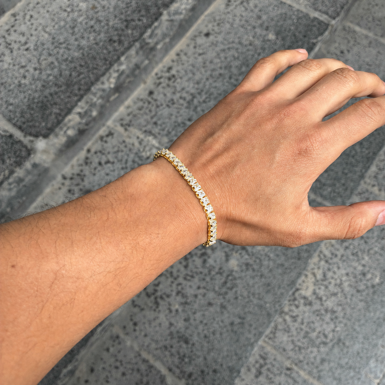 Pulsera Tennis Cuadrada Gold - 4MM