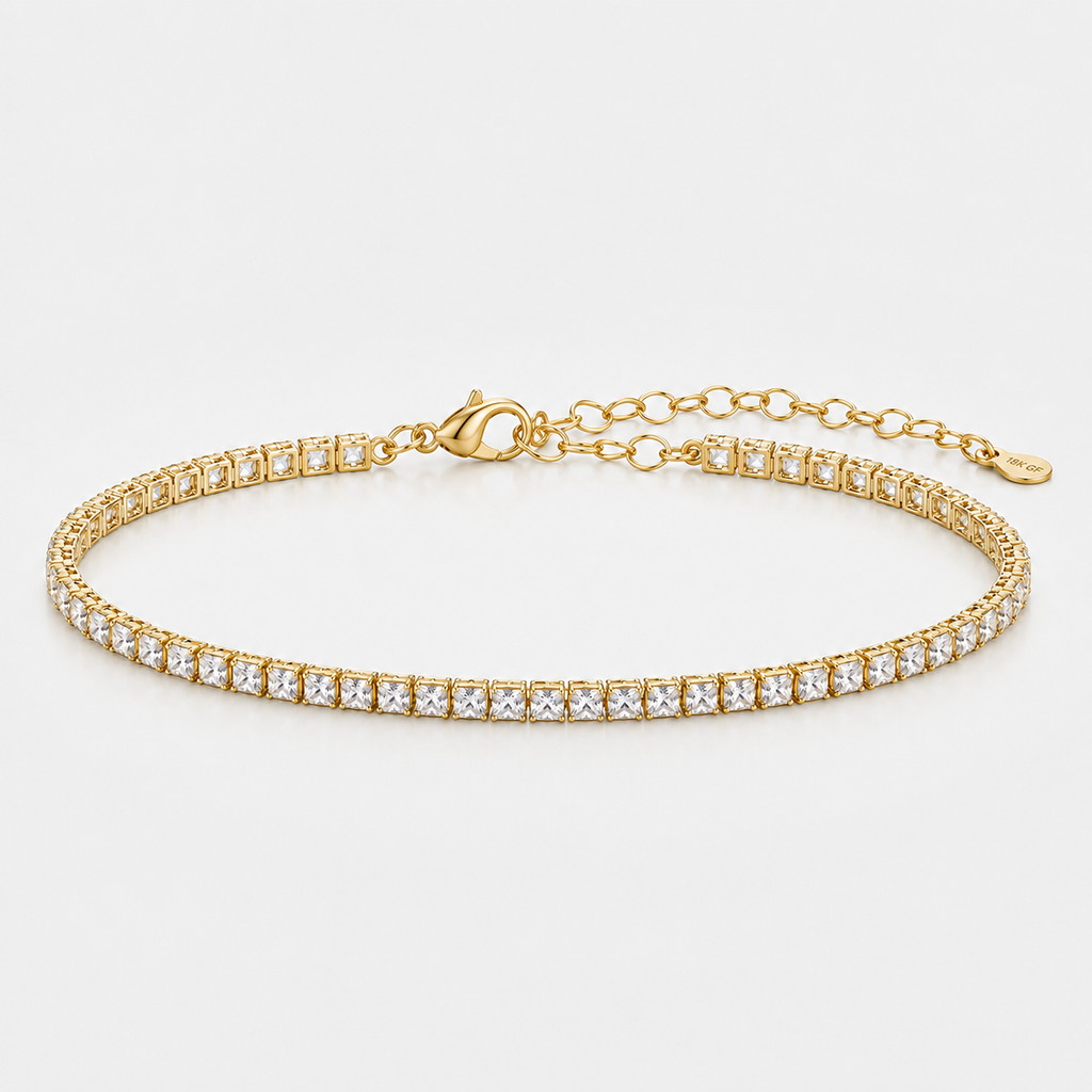 Pulsera Tennis Cuadrada Gold 3MM