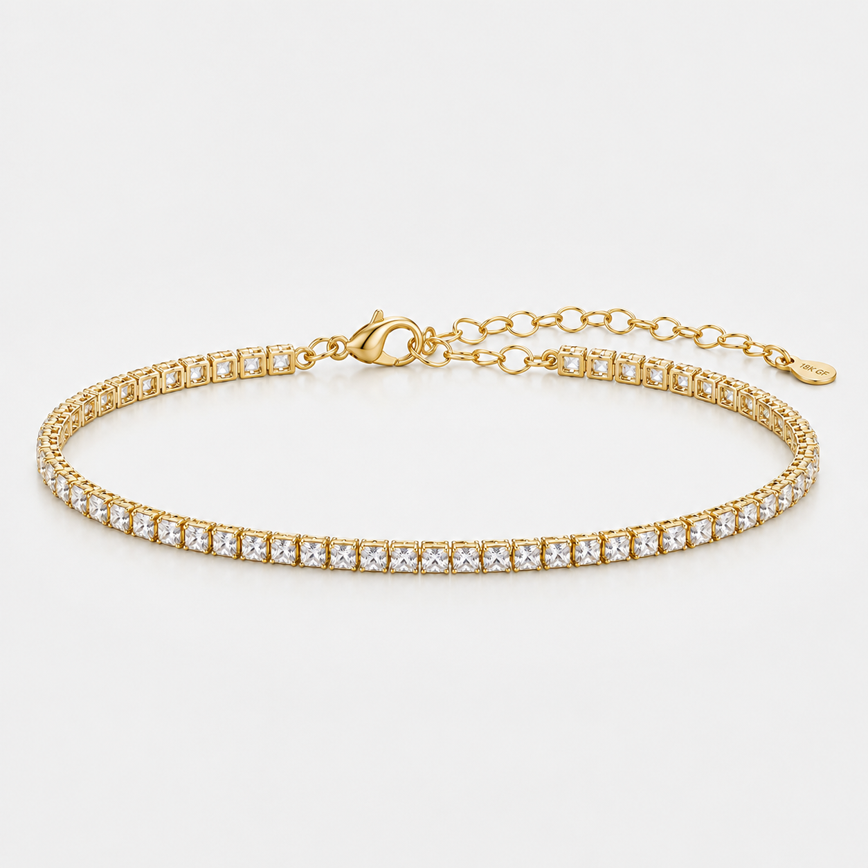Pulsera Tennis Cuadrada Gold 3MM