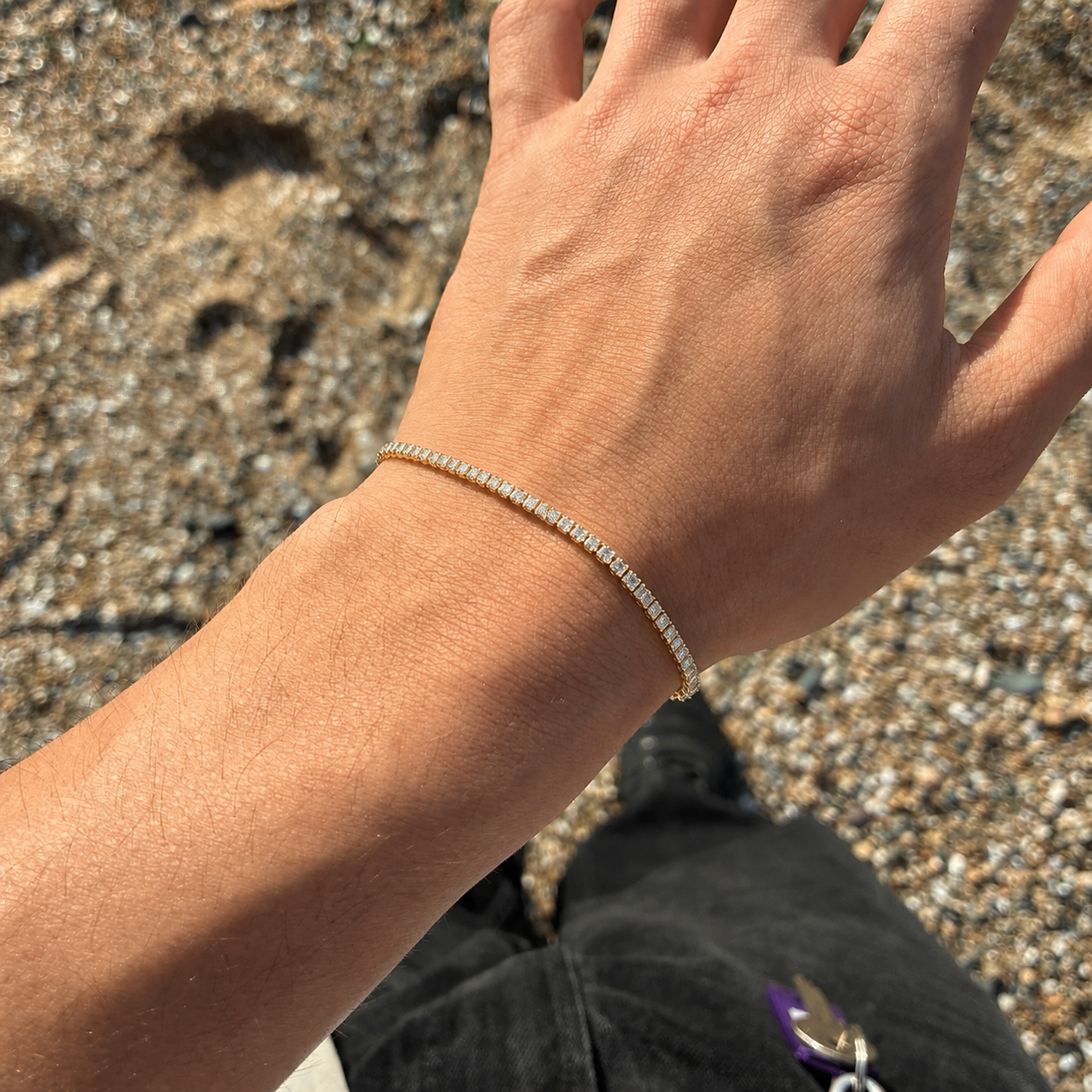 Pulsera Tennis Cuadrada Gold 3MM