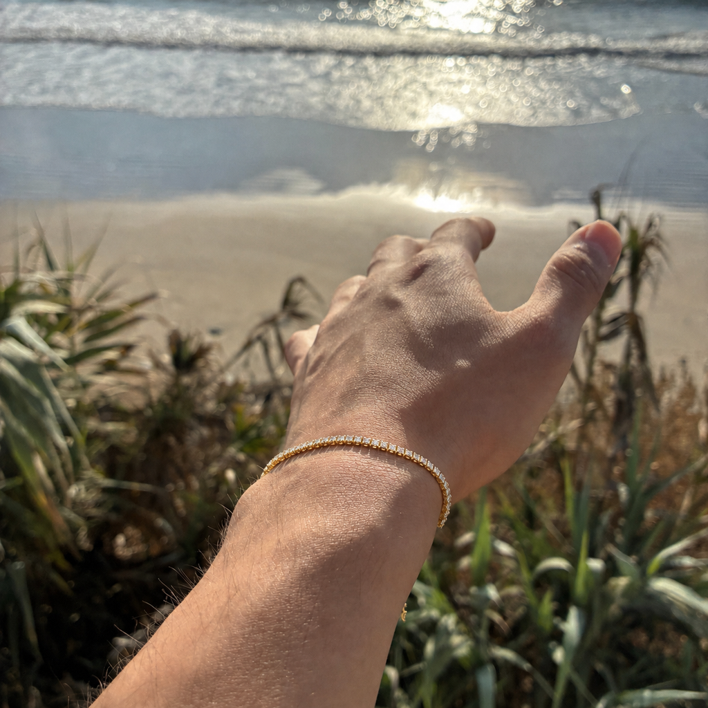 Pulsera Tennis Cuadrada Gold 3MM