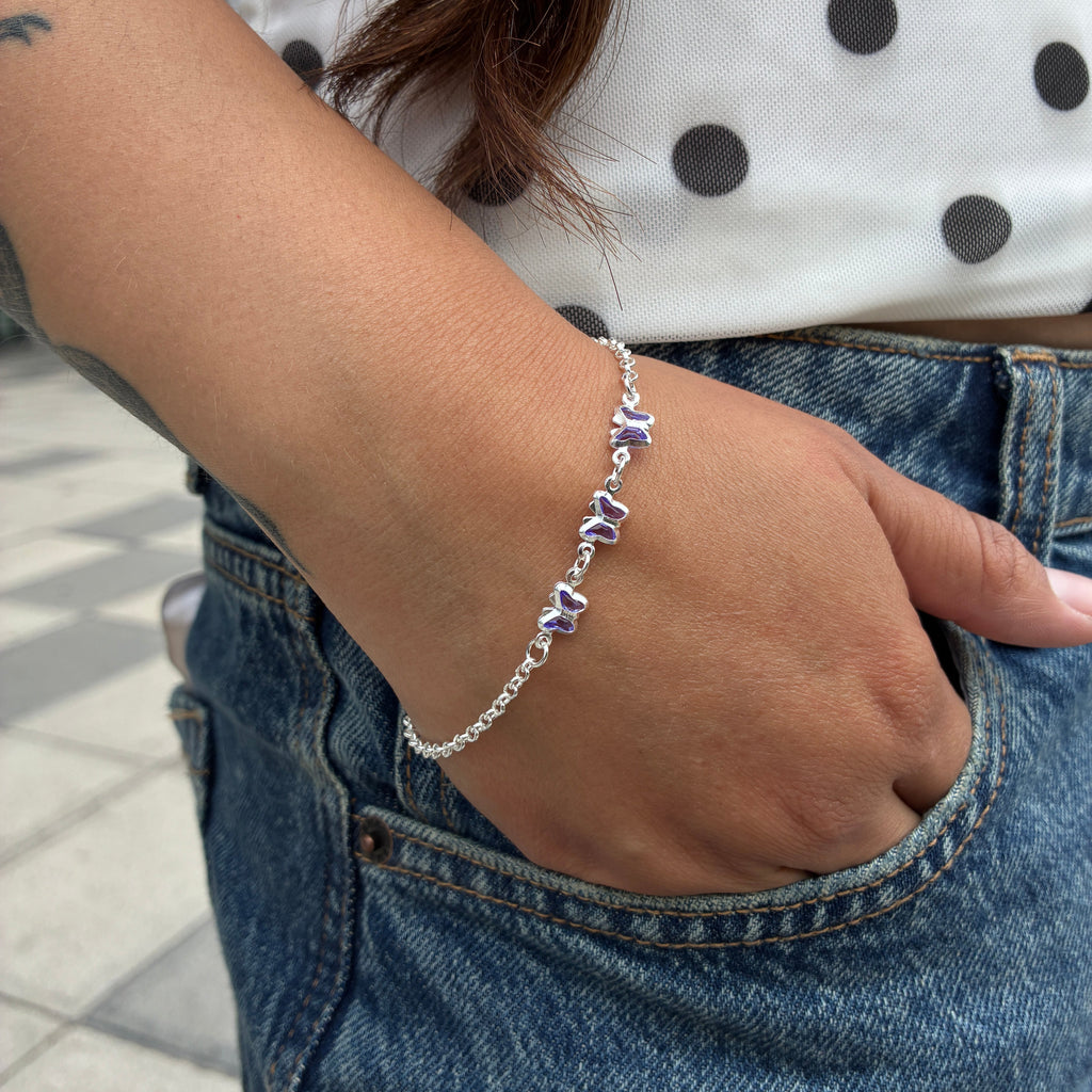 Pulsera Mariposas - Púrpura