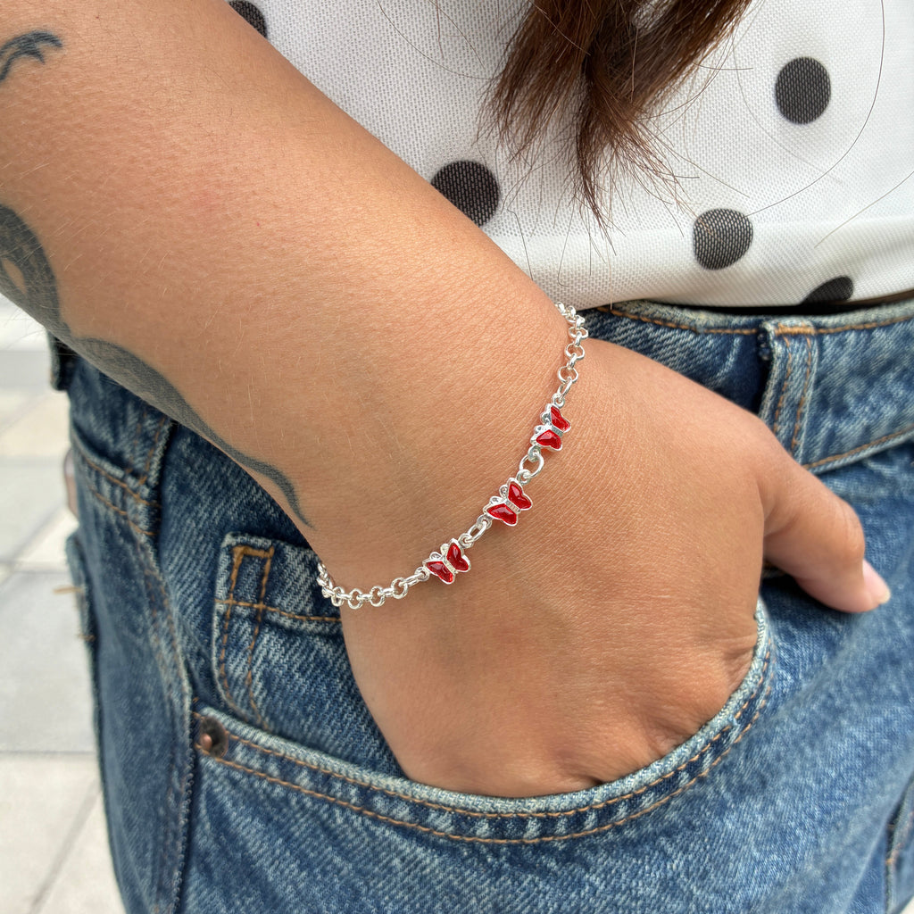 Pulsera Mariposas - Rojo