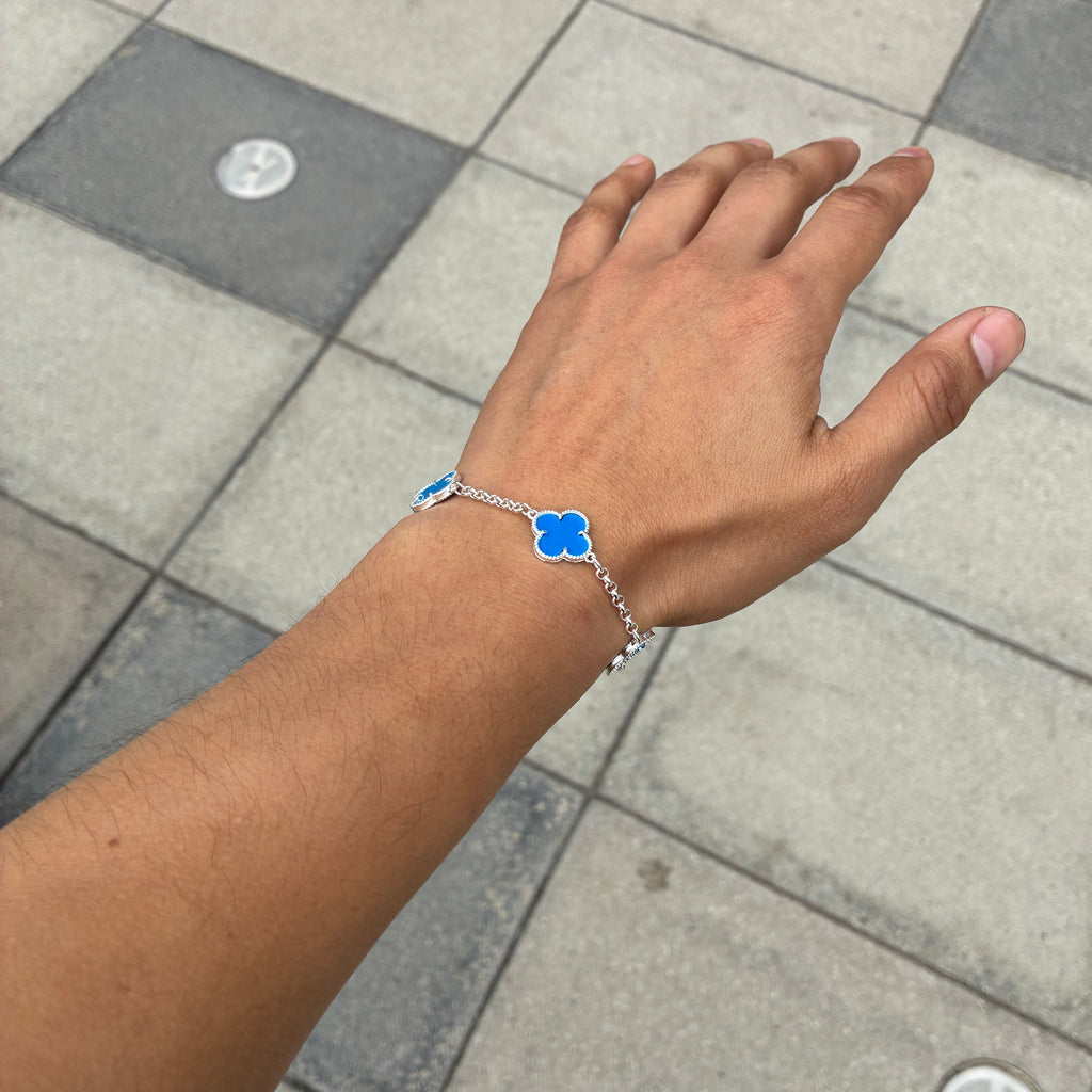 Pulsera Van Cleef Silver Azul Claro