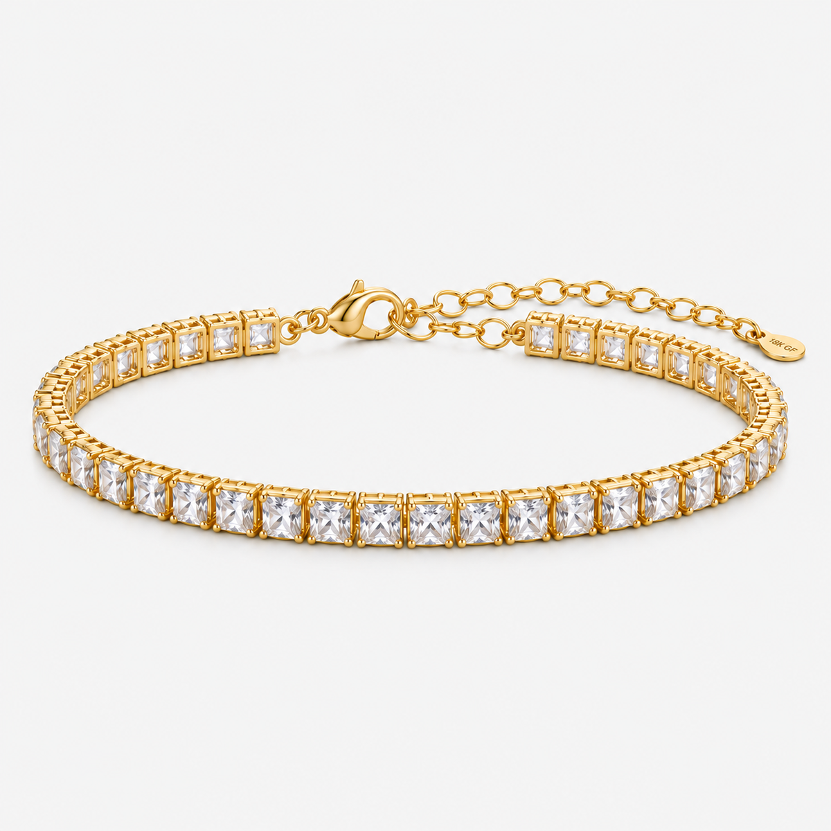 Pulsera Tennis Cuadrada Gold 4MM