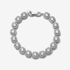 Pulsera Tennis Luxe Cuadrada en Plata 925 con circones cuadrados sobre fondo gris claro