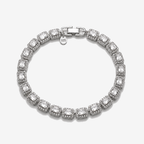 Pulsera Tennis Luxe Rectangular en Plata 925 con circones rectangulares sobre fondo gris claro